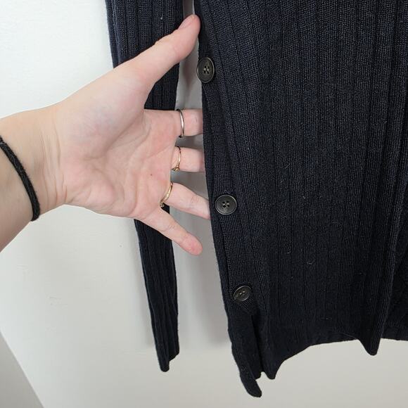 Zara Black Ribbed Fitted Wool Minimalist Quiet Luxury Sweater + Skirt Set Size S - Picture 5 of 9